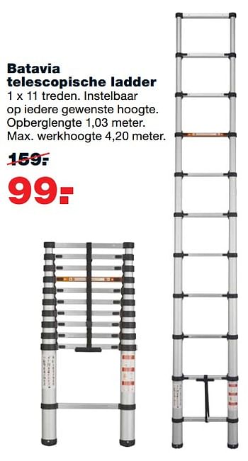 Aanbiedingen Batavia telescopische ladder - Batavia - Geldig van 16/10/2017 tot 22/10/2017 bij Praxis