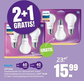 Aanbiedingen Led-lamp - Philips - Geldig van 16/10/2017 tot 29/10/2017 bij Formido
