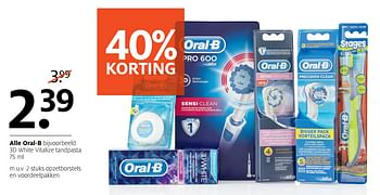 Aanbiedingen 3d white vitalize tandpasta - Oral-B - Geldig van 16/10/2017 tot 22/10/2017 bij Etos