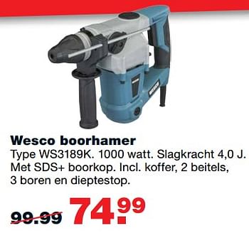 Aanbiedingen Wesco boorhamer ws3189k - Wesco - Geldig van 16/10/2017 tot 22/10/2017 bij Praxis