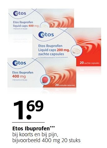 Aanbiedingen Etos ibuprofen - Huismerk - Etos - Geldig van 16/10/2017 tot 22/10/2017 bij Etos