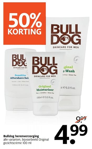Aanbiedingen Original gezichtscrème - Bulldog - Geldig van 16/10/2017 tot 22/10/2017 bij Etos