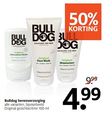 Aanbiedingen Original gezichtscrème - Bulldog - Geldig van 16/10/2017 tot 22/10/2017 bij Etos