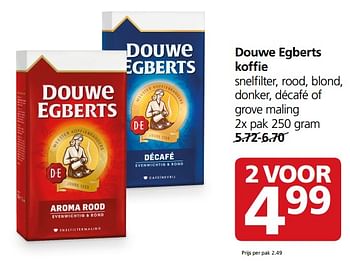 Aanbiedingen Douwe egberts koffie snelfilter, rood, blond, donker, décafé of grove maling - Douwe Egberts - Geldig van 16/10/2017 tot 22/10/2017 bij Jan Linders