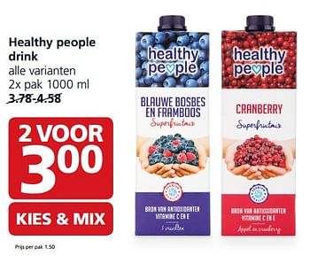 Aanbiedingen Healthy people drink - Healthy People - Geldig van 16/10/2017 tot 22/10/2017 bij Jan Linders