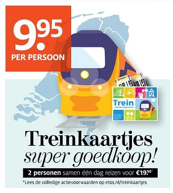 Aanbiedingen Treinkaartjes super goedkoop - Huismerk - Etos - Geldig van 16/10/2017 tot 22/10/2017 bij Etos