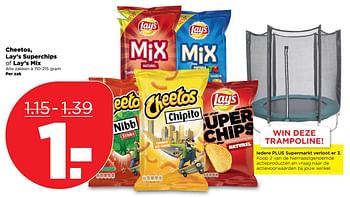 Aanbiedingen Cheetos, lay`s superchips of lay`s mix - Huismerk - Plus - Geldig van 15/10/2017 tot 21/10/2017 bij Plus