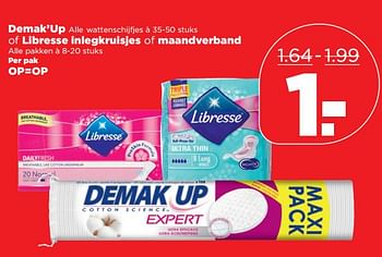 Aanbiedingen Demak`up of libresse inlegkruisjes of maandverband - Huismerk - Plus - Geldig van 15/10/2017 tot 21/10/2017 bij Plus