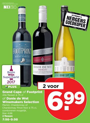 Aanbiedingen Grand cape of footprint of danie de wet winemakers selection - Rode wijnen - Geldig van 15/10/2017 tot 21/10/2017 bij Plus