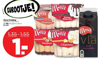 Aanbiedingen Mona pudding - Mona - Geldig van 15/10/2017 tot 21/10/2017 bij Plus