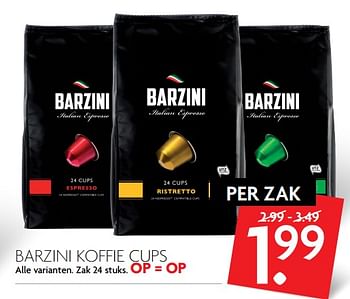 Aanbiedingen Barzini koffie cups - Barzini - Geldig van 15/10/2017 tot 21/10/2017 bij Deka Markt