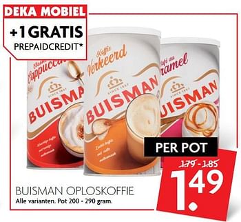 Aanbiedingen Buisman oploskoffie - Buisman - Geldig van 15/10/2017 tot 21/10/2017 bij Deka Markt