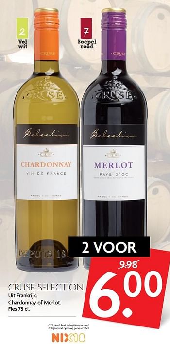 Aanbiedingen Cruse selection - Rode wijnen - Geldig van 15/10/2017 tot 21/10/2017 bij Deka Markt