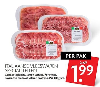 Aanbiedingen Italiaanse vleeswaren specialiteiten - Huismerk - Deka Markt - Geldig van 15/10/2017 tot 21/10/2017 bij Deka Markt