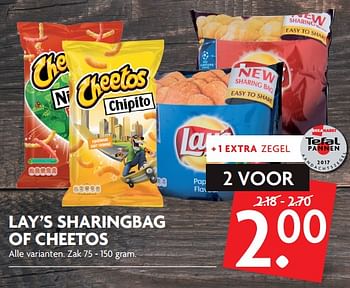 Aanbiedingen Lays sharingbag of cheetos - Huismerk - Deka Markt - Geldig van 15/10/2017 tot 21/10/2017 bij Deka Markt