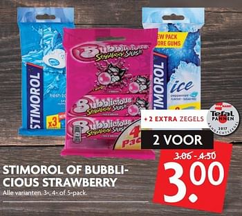 Aanbiedingen Stimorol of bubbli- cious strawberry - Huismerk - Deka Markt - Geldig van 15/10/2017 tot 21/10/2017 bij Deka Markt