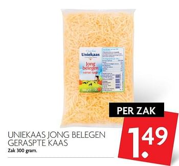 Aanbiedingen Uniekaas jong belegen geraspte kaas - Uniekaas - Geldig van 15/10/2017 tot 21/10/2017 bij Deka Markt