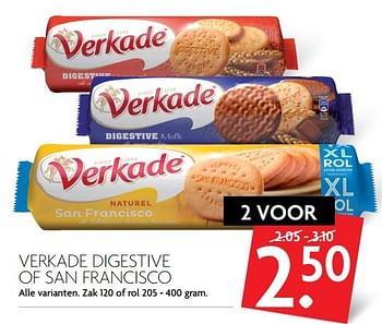 Aanbiedingen Verkade digestive of san francisco - Verkade - Geldig van 15/10/2017 tot 21/10/2017 bij Deka Markt