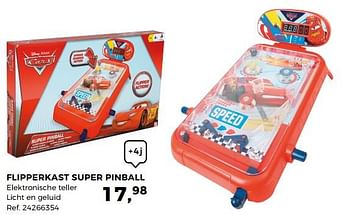 Aanbiedingen Flipperkast super pinball - Cars - Geldig van 14/10/2017 tot 12/12/2017 bij Supra Bazar