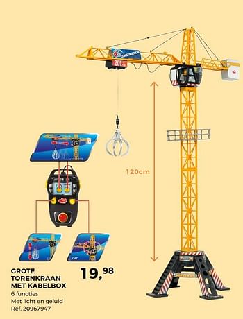 Aanbiedingen Grote torenkraan met kabelbox - Dickie - Geldig van 14/10/2017 tot 12/12/2017 bij Supra Bazar