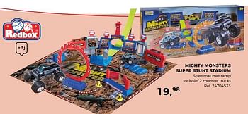 Aanbiedingen Mighty monsters super stunt stadium - Redbox - Geldig van 14/10/2017 tot 12/12/2017 bij Supra Bazar