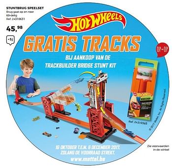 Aanbiedingen Stuntbrug speelset - Hot Wheels - Geldig van 14/10/2017 tot 12/12/2017 bij Supra Bazar