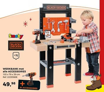 Aanbiedingen Werkbank met alle accessoires - Smoby - Geldig van 14/10/2017 tot 12/12/2017 bij Supra Bazar