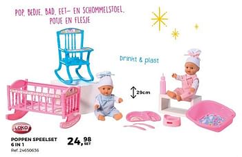 Aanbiedingen Poppen speelset 6 in 1 - Loko toys - Geldig van 14/10/2017 tot 12/12/2017 bij Supra Bazar