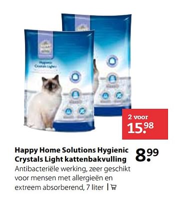 Aanbiedingen Happy home solutions hygienic crystals light kattenbakvulling - Happy Home - Geldig van 09/10/2017 tot 22/10/2017 bij Pets Place