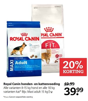 Aanbiedingen Royal canin honden- en kattenvoeding - Royal Canin - Geldig van 09/10/2017 tot 22/10/2017 bij Pets Place