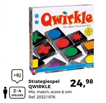 Aanbiedingen Aanlegspel qwirkle - 999games - Geldig van 14/10/2017 tot 12/12/2017 bij Supra Bazar