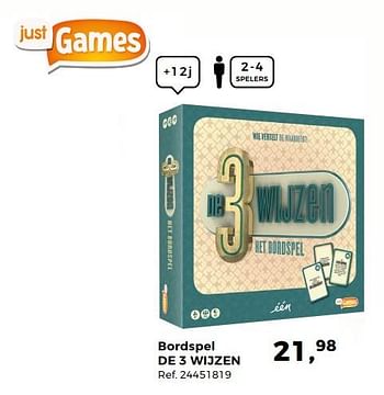 Aanbiedingen Bordspel de 3 wijzen - Just Games - Geldig van 14/10/2017 tot 12/12/2017 bij Supra Bazar