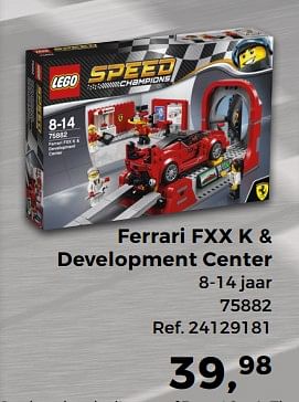 Aanbiedingen Ferrari fxx k + development center - Lego - Geldig van 14/10/2017 tot 12/12/2017 bij Supra Bazar