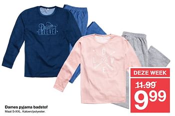 Aanbiedingen Dames pyjama badstof - Huismerk - Zeeman  - Geldig van 21/10/2017 tot 28/10/2017 bij Zeeman