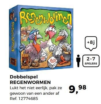 Aanbiedingen Dobbelspel regenwormen - 999games - Geldig van 14/10/2017 tot 12/12/2017 bij Supra Bazar