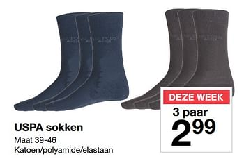 Aanbiedingen Uspa sokken - USPA - Geldig van 21/10/2017 tot 28/10/2017 bij Zeeman