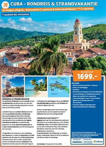 Aanbiedingen Cuba - rondreis + strandvakantie 16-daagse vliegreis busrondreis 7 nachten + hotel naviti beach 7 nachten - Huismerk - Lidl - Geldig van 13/10/2017 tot 31/10/2017 bij Lidl