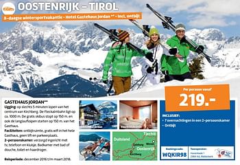 Aanbiedingen Oostenrijk - tirol 8-daagse wintersportvakantie hotel gastehaus jordan incl. ontbijt - Huismerk - Lidl - Geldig van 13/10/2017 tot 31/10/2017 bij Lidl