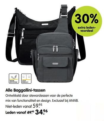 Aanbiedingen Alle baggallini-tassen - Huismerk - ANWB - Geldig van 16/10/2017 tot 29/10/2017 bij ANWB