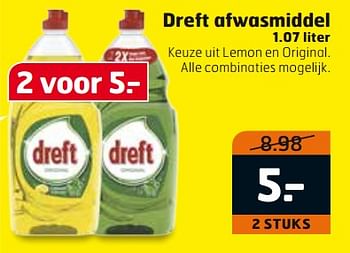 Aanbiedingen Dreft afwasmiddel - Dreft - Geldig van 17/10/2017 tot 29/10/2017 bij Trekpleister
