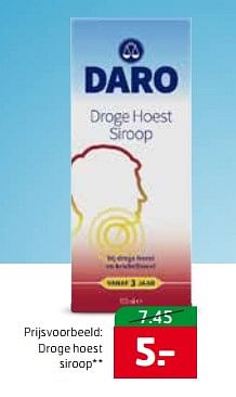 Aanbiedingen Droge hoest siroop - Daro - Geldig van 17/10/2017 tot 29/10/2017 bij Trekpleister
