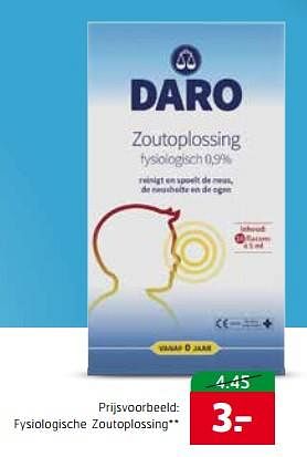 Aanbiedingen Fysiologische zoutoplossing - Daro - Geldig van 17/10/2017 tot 29/10/2017 bij Trekpleister