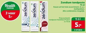 Aanbiedingen Tandpasta tandvlees protect - Zendium - Geldig van 17/10/2017 tot 29/10/2017 bij Trekpleister