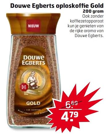 Aanbiedingen Douwe egberts oploskoffie gold - Douwe Egberts - Geldig van 17/10/2017 tot 29/10/2017 bij Trekpleister