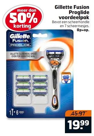 Aanbiedingen Gillette fusion proglide voordeelpak - Gillette - Geldig van 17/10/2017 tot 29/10/2017 bij Trekpleister