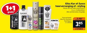 Aanbiedingen Gliss kur shampoo total repair - Gliss Kur - Geldig van 17/10/2017 tot 29/10/2017 bij Trekpleister
