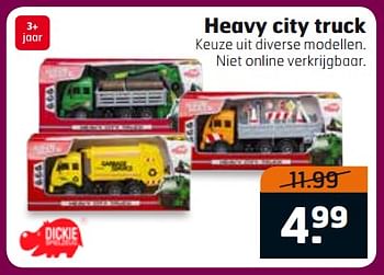 Aanbiedingen Heavy city truck - Dickie - Geldig van 17/10/2017 tot 29/10/2017 bij Trekpleister