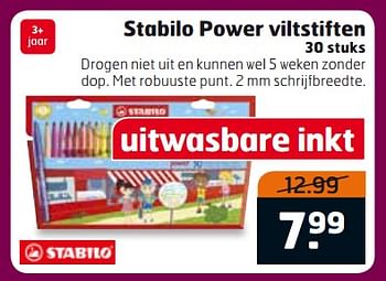 Aanbiedingen Stabilo power viltstiften - Stabilo - Geldig van 17/10/2017 tot 29/10/2017 bij Trekpleister