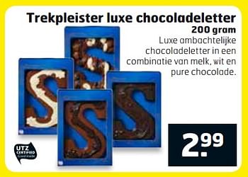 Aanbiedingen Trekpleister luxe chocoladeletter - Huismerk - Trekpleister - Geldig van 17/10/2017 tot 29/10/2017 bij Trekpleister