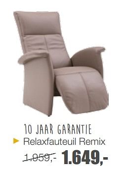 Aanbiedingen Relaxfauteuil remix - Huismerk - Goossens - Geldig van 16/10/2017 tot 29/10/2017 bij Goossens Wonen & Slapen